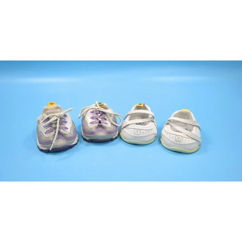 Build A Bear BABW Skechers Purple/ White and White Tennis Gym Shoes LOT
